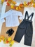 Conjunto Social Camisa Branca Calça Susp. e Gravata Preta - Sol Kids