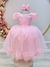 Vestido Longo Infantil Rosa Damas Brilho Luxo Mangas