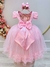 Vestido Longo Infantil Rosa Damas Brilho Luxo Mangas na internet