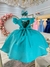 Vestido Infantil Verde Tiffany Busto Nervura Pérolas Festas - Sol Kids