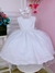 Vestido Infantil Branco Peito Strass Voal Cinto de Pérolas