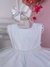 Vestido Infantil Branco Peito Strass Voal Cinto de Pérolas - comprar online