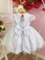 Imagem do Vestido Infantil Branco C/ Aplique Flores Borboletas e Renda