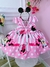 Vestido Infantil Minnie Rosa C/ Listras Cinto de Pérolas - Sol Kids