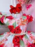Vestido Infantil Vermelho Florido C/ Cinto de Pérolas Luxo na internet