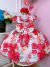 Vestido Infantil Vermelho Florido C/ Cinto de Pérolas Luxo - Sol Kids