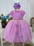 Vestido Infantil Lilás Peito Nervura Aplique de Borboletas - Sol Kids