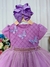 Vestido Infantil Lilás Peito Nervura Aplique de Borboletas - loja online