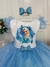Vestido Infantil Princesa Frozen Azul C/ Laço e Glitter na internet