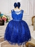 Vestido Infantil Azul Royal Renda Realeza Tule C/ Glitter - Sol Kids