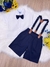 Conjunto Social Camisa Branca Gravata Short Suspensório Azul - comprar online