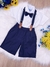 Conjunto Social Camisa Branca Gravata Short Suspensório Azul