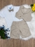 Conjunto Social Short Camisa Colete Gravata Suspensório Bege - comprar online