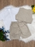 Conjunto Social Short Camisa Colete Gravata Suspensório Bege na internet