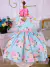 Vestido Infantil Verde Tiffany Flores Luxo Festa Pérolas - Sol Kids