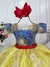 Vestido Infantil Branca de Neve Renda Luxo Dourada e Strass - comprar online