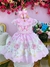 Vestido Infantil Rosa Jardim das Borboletas Strass Pérolas - loja online