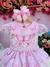 Imagem do Vestido Infantil Rosa Jardim das Borboletas Strass Pérolas