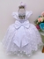 Vestido Infantil Branco Bolinhas Cinto Strass C/ Pérolas Luxo - comprar online