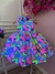 Vestido Infantil Barbie Colorido Neon C/ Broche de Laço
