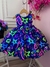 Vestido Infantil Barbie Azul Marinho Neon C/ Broche de Laço