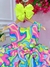 Vestido Infantil Barbie Colorido Neon C/ Broche de Laço - comprar online