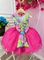 Vestido Infantil Barbie Colorido Neon Saia Rosa e Glitter na internet