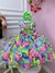 Imagem do Vestido Infantil Barbie Colorido Neon C/ Broche de Laço