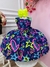 Vestido Infantil Barbie Azul Marinho Neon C/ Broche de Laço - Sol Kids