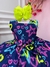 Vestido Infantil Barbie Azul Marinho Neon C/ Broche de Laço - loja online