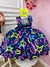 Imagem do Vestido Infantil Barbie Azul Marinho Neon C/ Broche de Laço