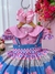 Vestido Infantil Rosa Fazendinha Bichos Aplique Botões - loja online
