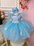 Vestido Infantil Jardim Encantado Azul C/ Aplique Pérolas - Sol Kids