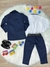 Terno Social Camisa Branca C/ Gravata e Calça Azul Marinho - Sol Kids