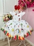 Vestido Infantil Branco Aquarela Com Cinto de Pérolas Luxo - Sol Kids