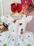 Vestido Infantil Branco Aquarela Com Cinto de Pérolas Luxo - loja online