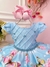 Vestido Infantil Azul Bebê Busto Nervura C/ Pérolas Festas - comprar online