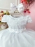 Vestido Infantil Branco Com Renda e Aplique de Flores Festas - comprar online