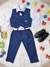 Conjunto Social Camisa Branca e Colete Calça Grav. Azul Marinho