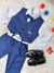 Conjunto Social Camisa Branca e Colete Calça Grav. Azul Marinho - comprar online
