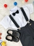 Conjunto Social Camisa Gravata Short Com Suspensório Preto - comprar online