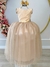 Vestido Infantil Dourado Damas de Honra Longo Com Pérolas