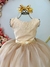 Vestido Infantil Dourado Damas de Honra Longo Com Pérolas - comprar online