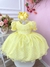 Vestido Bebê Amarelo Com Poá e Pérolas