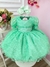 Vestido Bebê Verde Com Poá e Pérolas