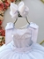 Vestido Infantil Branco C/ Glitter Busto e Aplique de Laços - comprar online