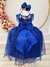 Vestido Infantil Azul Royal Renda Realeza Tule C/ Glitter na internet