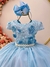 Vestido Infantil Azul Damas C/ Renda e Aplique Borboletas - comprar online