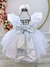 Vestido Infantil Branco C/ Broche Prata Babados Damas Festa na internet