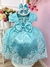 Vestido Infantil Verde Tiffany Com Renda Realeza e Pérolas na internet